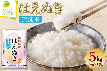 【2026年3月下旬発送】令和7年産 はえぬき 無洗米 5kg 米 山形 天童 07-01-192-03C