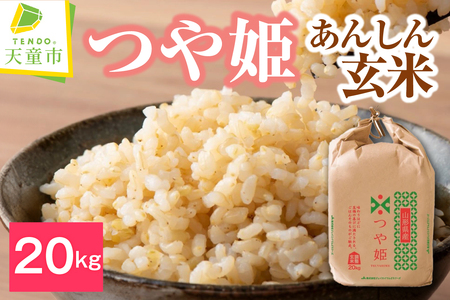 【2026年1月下旬発送】令和7年産 【 あんしん玄米 】 つや姫 20kg 米 玄米 山形 07-01-188-01C