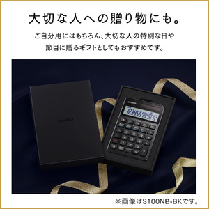 カシオ電卓　S100NB-BU　hi011-086　CASIO 計算機 事務用品 卓上電卓 オフィス用品 スタイリッシュ おしゃれ かっこいい 山形県 東根市