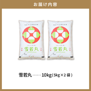 【令和7年産米】☆2026年5月前半発送☆ 雪若丸 10kg（5kg×2袋）山形県 東根市産　hi003-148-051-1 2025年 令和7年産 山形 送料無料 東北 白米 精米 お米 こめ ブランド米 ごはん ご飯 おにぎり 特A 米どころ お取り寄せグルメ