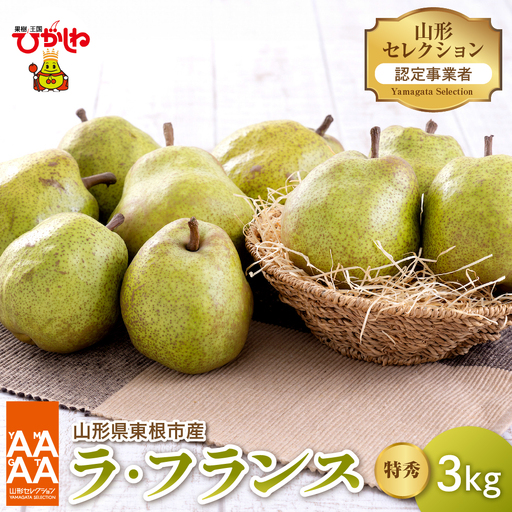 【令和8年産 先行予約】山形セレクション　ラ・フランス 3kg 山形県 東根市 hi069-017　（ラフランス ラ・フランス 洋梨 洋ナシ フルーツ 果物 くだもの 産地直送 期間限定 特産品 お取り寄せ グルメ 旬 秋 東北 山形県 東根市 送料無料 ふるさと納税 人気）