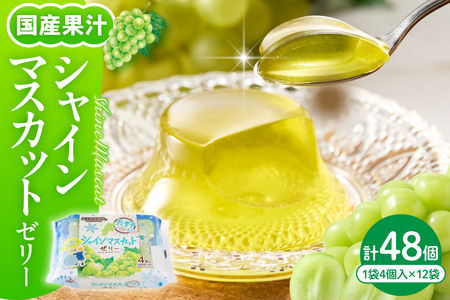シャインマスカットゼリー1袋4個入×12袋 和歌山産業提供 hi070-007 シャインマスカット マスカット ぶどう フルーツ 果物 クダモノ くだもの ゼリー おやつ ご褒美 お弁当のお供 ご当地 グルメ お取り寄せ 送料無料 山形県 東根市 ふるさと納税 人気 長野県産