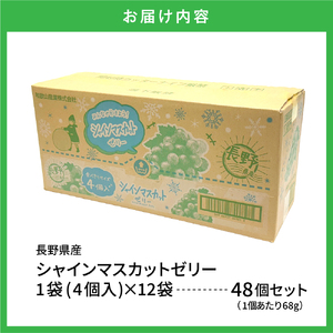 シャインマスカットゼリー1袋4個入×12袋 和歌山産業提供 hi070-007 シャインマスカット マスカット ぶどう フルーツ 果物 クダモノ くだもの ゼリー おやつ ご褒美 お弁当のお供 ご当地 グルメ お取り寄せ 送料無料 山形県 東根市 ふるさと納税 人気 長野県産