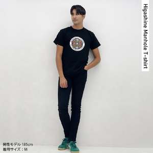 東根市 マンホールＴシャツ(黒) Lサイズ hi004-hi050-002r-l  洋服 半袖 ティーシャツ レディース メンズ コットン100% 山形県 東根市