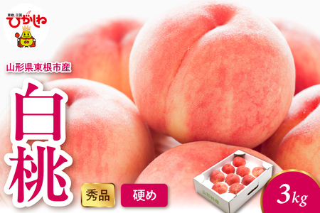 2026年産 白桃(硬め) 3kg 秀品 山形県 東根市 hi082-054 山形県 ヤマガタケン やまがたけん 東根市 ヒガシネシ ひがしねし フルーツ 果物 くだもの クダモノ もも 桃 白桃 ピーチ 品種お任せ 柔らかめ 2026年産 令和8年 先行予約 人気 ふるさと納税