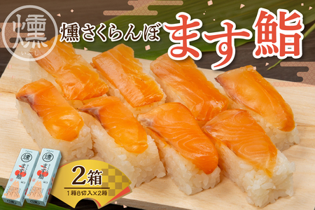 燻さくらんぼます鮨 2箱 平澤養鱒場提供 山形県 東根市 hi043-004 ます寿司 マス寿司 鮨寿司 鮨 マス 押し寿司 ニジマス さくらんぼサーモン お取り寄せ グルメ お取り寄せ ご当地 特産 産地 冷凍 土産 手土産 送料無料 山形県 東根市