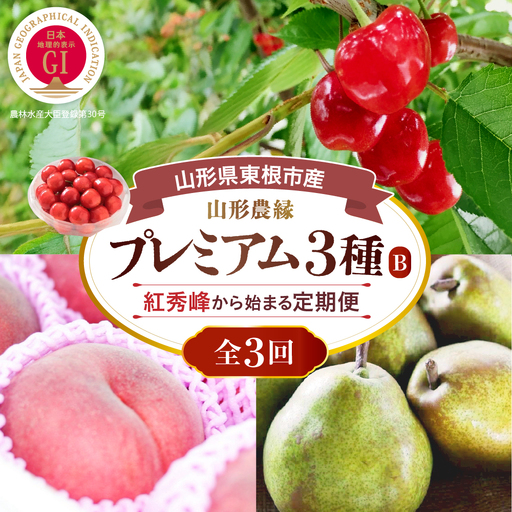【2026年 3回定期便】山形農縁プレミアム3種B ～さくらんぼ紅秀峰から始まる～ 千笑花夢提供 山形県 東根市 hi082-065b  サクランボ さくらんぼ 紅秀峰 フルーツ 果物 くだもの クダモノ もも 桃 白桃 ピーチ 品種お任せ ラフランス 梨 西洋梨 洋ナシ 定期便 2026年産 令和8年 セット コース