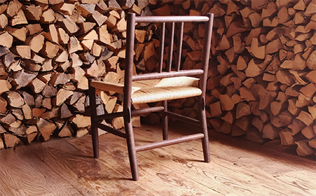 埋もれ栗のリビングチェア 1脚（手作り リビングチェア チェア イス 椅子 木製 リビング ks-fnukc)