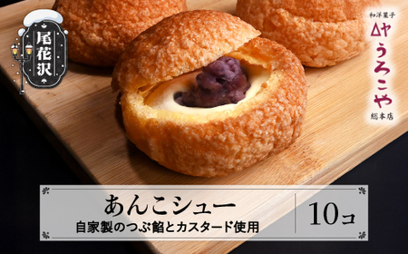 シュークリーム あんこシュー 10個 スイーツ 洋菓子 お菓子 デザート おやつ うろこや 尾花沢 送料無料 us-swasx10