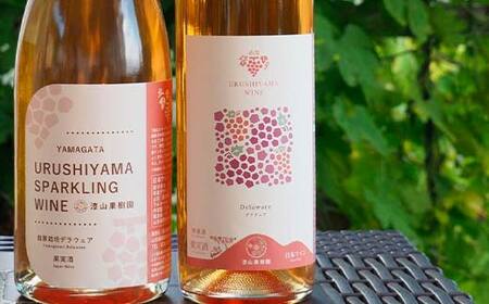 果樹園生まれの 漆山果樹園デラウェアワイン 「漆山ワイン (デラウェア) + 漆山スパークリングワイン (デラウェア)」 2種 各750ml 計2本セット 『漆山果樹園』 山形県 南陽市 [1524]