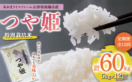 【あおきライスファーム】南陽市産 特別栽培米つや姫 5kg《定期便全12回(計60kg)》 1609
