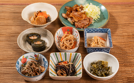 山形・山辺・ヤマキチが贈る手づくりお惣菜 旬の絶品惣菜おまかせ8品+無添加味噌・特選ミニ醤油セット yk-rtsos8