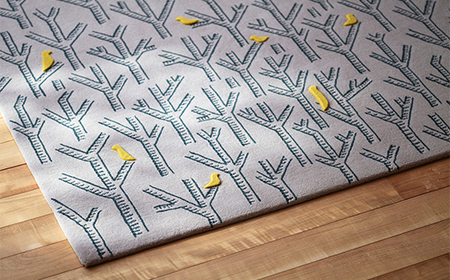 【山形緞通】birds in the forest (XS) [絨毯 じゅうたん ラグ カーペット oc-lpbfe]