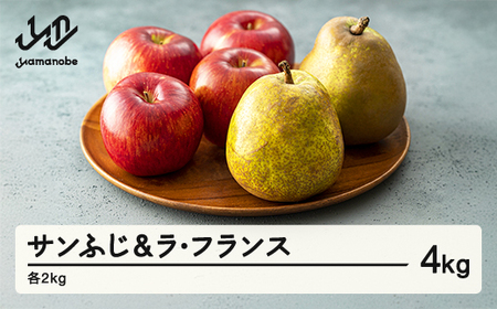 2025年 山形県産 サンふじ ラ・フランス 各2kg 計4kg 令和7年産 りんご リンゴ 林檎 ラフランス 洋梨 セット ※沖縄・離島への配送不可 ns-rilax4