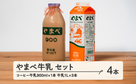 山形県産 やまべ牛乳セット (牛乳 1L×3・コーヒー牛乳 900ml×1) F20A-222