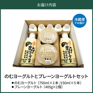 のむヨーグルトとプレーンヨーグルトセット（750ml×2本、150ml×5本、405g×2個）【奥羽乳業】