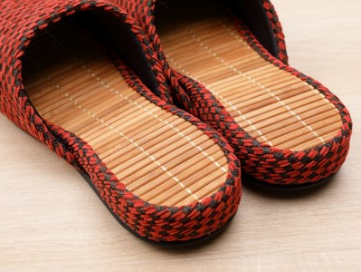 H-054 「かぐや姫」スリッパ（赤+ベージュの２足セット）【株式会社　後藤】