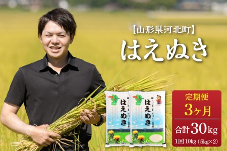 ※2023年4月下旬スタート※はえぬき 30kg(10kg×3ヶ月)定期便【令和4年産】一等米 山形県河北町産 【JAさがえ西村山】
