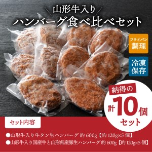 牛タン生ハンバーグと合い挽き生ハンバーグの食べ比べセット【隔月3回定期便】