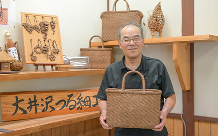 FYN9-836 山形県西川町 大井沢産 山ぶどうつる 長財布（約縦 10cm×横21cm×厚さ 3cm） 手作り 職人 やまぶどう 国産 月山 民芸品 伝統工芸品 山葡萄 蔓籠 山ぶどうつるかご