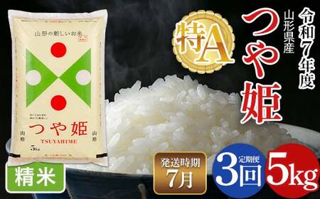FYN6-486 【定期便3回】令和7年度 山形県産 特別栽培米 つや姫 5kg×3回 合計15kg 2026年7月から順次発送 白米 精米 米米 米 ごはん ブランド米 特栽 つやひめ 2025年 贈答 贈り物 ギフト 自宅 家庭 山形県 西川町 月山