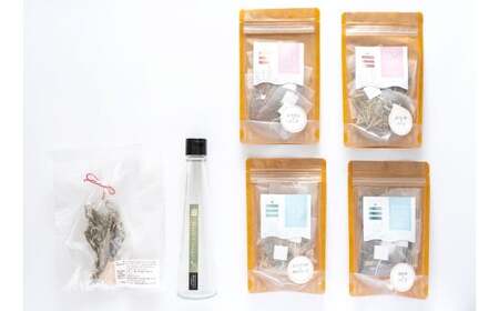 お好みの酢を入れてつくるハーブビネガー（ボトル付き）​と朝摘みハーブのブレンドティー4種 ブレンド 朝摘み ハーブ ビネガー 酢 北海道 北広島市