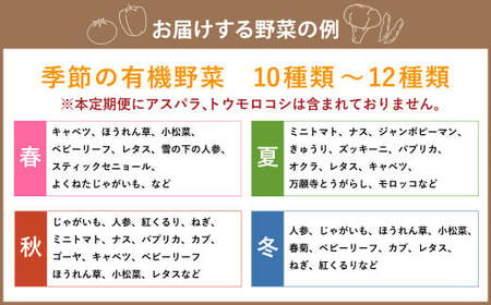 【3ヶ月定期便】有機JAS認定 季節の野菜 詰め合わせ ～有機野菜セットA～ 北海道北広島市