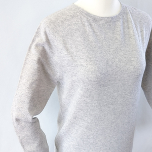 カシミヤレディースセーター立体袖プルオーバー Mサイズ(ライトグレー) 031-017-RG