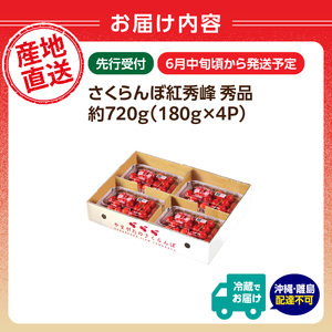 【2026年度先行受付】★さくらんぼ紅秀峰★約720g 秀品 【6月より順次発送予定】 063-007