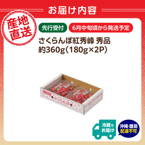 【2026年度先行受付】★さくらんぼ紅秀峰★約360g 秀品 【6月より順次発送予定】 063-009