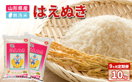 【9ヶ月】令和4年産 山形県産 一等米 無洗米はえぬき10kg（5kg×2）【BG精米製法】