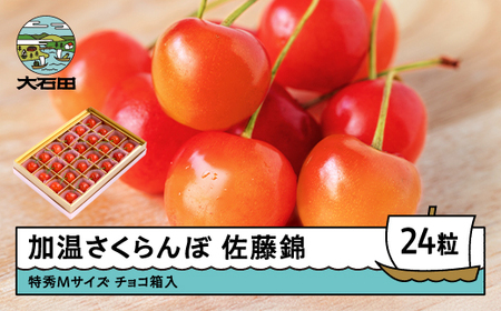 加温 さくらんぼ 佐藤錦 特秀Mサイズ 24粒 プレゼント ギフト チョコ箱入 2026年産 令和8年産 山形県産 ns-sntmc24
