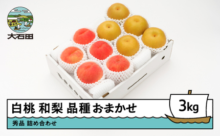 【先行予約】 もも 白桃 秀品&和梨 品種おまかせ 約3kg 詰め合わせ なしフルーツ 果物 2026年産 令和8年産 山形県産 ※沖縄・離島への配送不可 ns-fshnx3