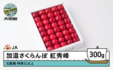加温 さくらんぼ 紅秀峰 特秀品 2L玉 化粧箱 300g 2026年産 令和8年産 フルーツ 果物 山形県 ※沖縄・離島への配送不可 ja-bsk2x300