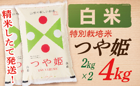 【令和6年産予約】【白米】山形県産つや姫4kg(2kg×2袋)