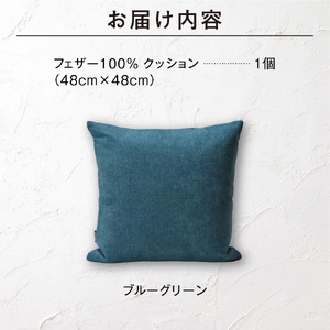フェザー100％ クッション（48×48cm） 460094001 ブルーグリーン