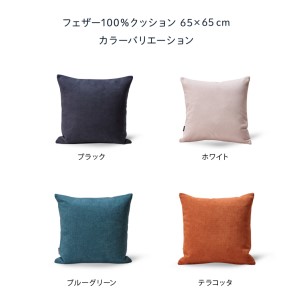 blocco フェザー100％ クッション（65cm×65cm） 460114001 ブルーグリーン