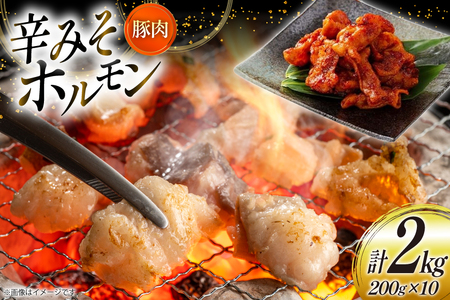 豚肉 ホルモン 辛みそホルモン 200g 10p 計2kg [りんご苑 山形県 高畠町 tk06ays660014]