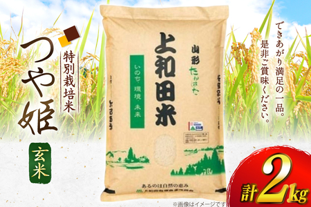 令和7年度 特別栽培米 つや姫 玄米 2kg [上和田有機米生産組合 山形県 高畠町 tk06ays640011]