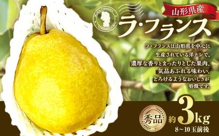 山形県産 ラ・フランス 約3kg 秀品 洋梨 ラフランス 西洋梨 洋ナシ 洋なし ようなし 果物 くだもの フルーツ 山形 【2025年12月上旬～12月下旬発送予定】