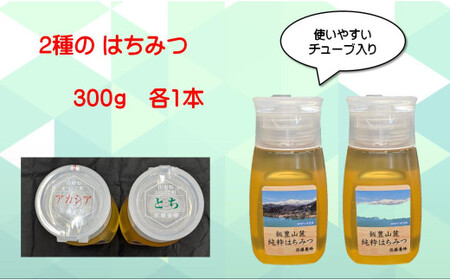純粋はちみつチューブ入り2本セット（アカシア・とち）山形県飯豊町産蜂蜜