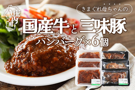 きまぐれ母ちゃんの国産牛と三味豚ハンバーグ 6個 2種類 手作り ブランド豚 国産 お惣菜 おかず お弁当 お手軽 簡単調理 温めるだけ 湯煎 冷凍