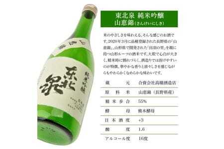 1005　東北泉　純米吟醸　山恵錦　720ml　1本