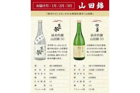 1203T　【4回定期便】極める酒米飲み比べ頒布会720ml×2本コース 年4回 計8本 山田錦 美山錦 出羽燦々 雪女神