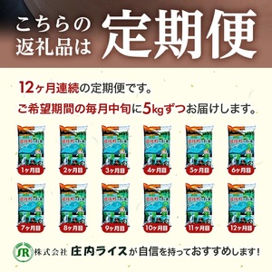 1366T03 【定期便】遊佐産はえぬき5kg×12ヶ月連続(3月~2月)