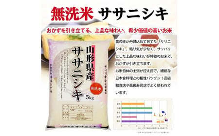 1389T04　【定期便】無洗米ササニシキ5kg×6ヶ月連続（4月～9月）