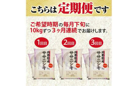 【定期便】無洗米ササニシキ10kg×3ヶ月連続（5月～7月）[1387T05]