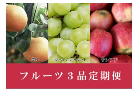 No.0335 先行予約フルーツ3品定期便 シャインマスカット3kg・なし(豊水)5kg・りんご(サンふじ)5kg