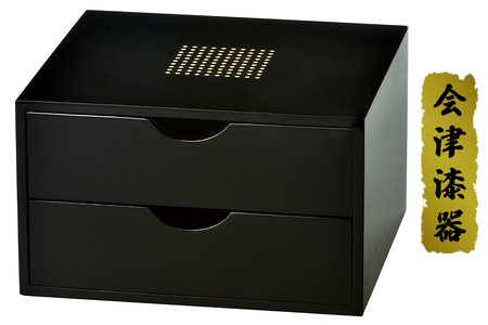 黒 二ツ引タンス ドット｜会津若松 漆器 特産品 [0518]