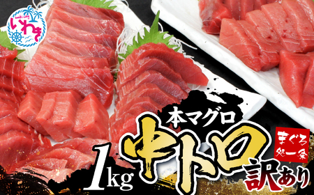 本マグロ訳あり中トロ1kg　解凍レシピ付　本マグロのトロ食べ放題！